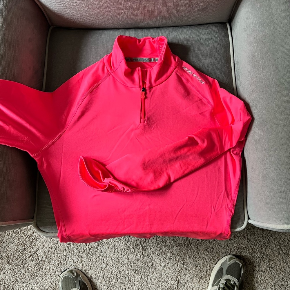 Under Armour Hot Pink Fitted Quarter-Zip Pullover